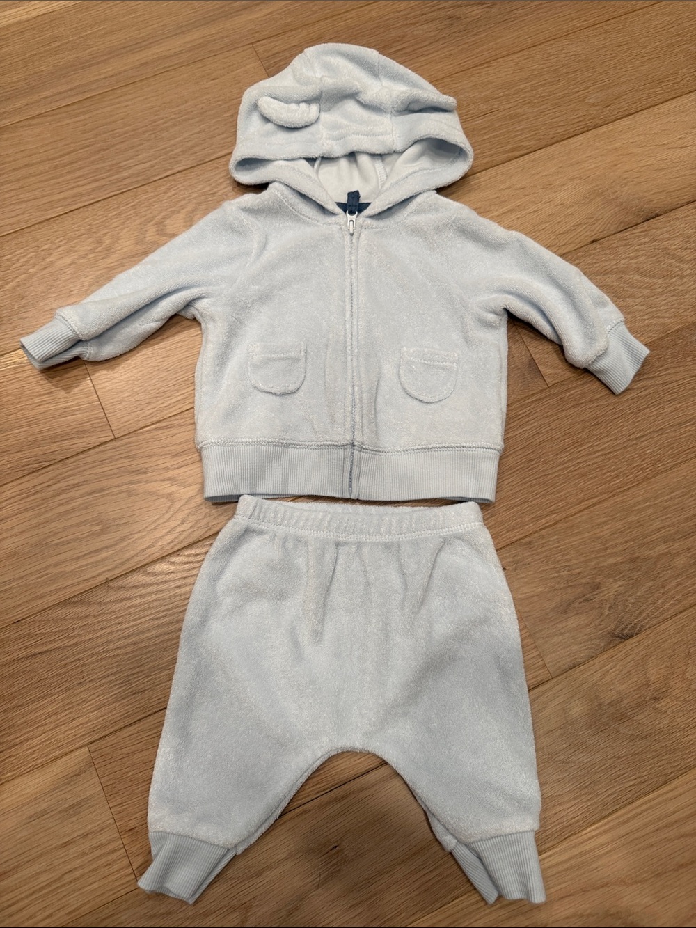 Carter's Light Blue Hooded Terry Matching Set